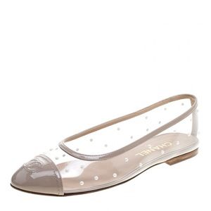 Chanel PVC clear pearl flats